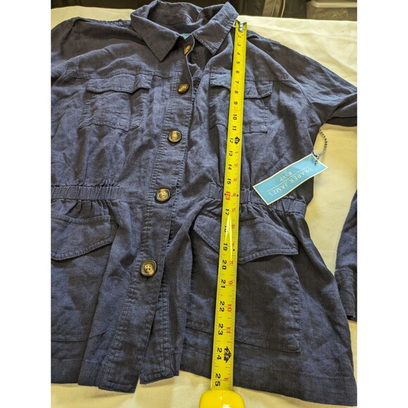 Draper James RSVP Navy Utility Military Jacket Linen Blend Pockets Large NWT - Picture 13 of 13